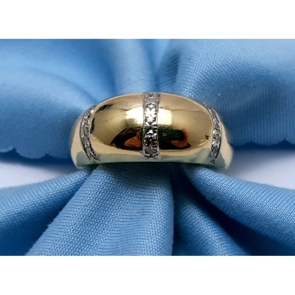 Beautiful 14K Karat Solid Yellow Gold Diamond Wide Band Ring Size